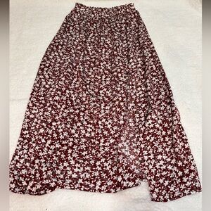 SHEIN Burgundy Floral Maxi Skirt